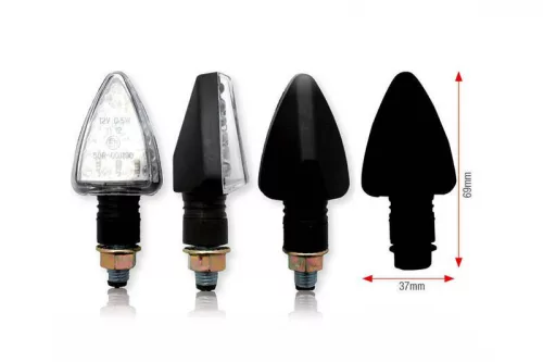 Semnalizatoare LED Bihr Trileds corp negru, lentilă transparentă (pereche) 007-1