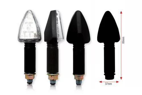 Semnalizatoare LED Bihr Trileds corp negru, lentilă transparentă (pereche) 007-2