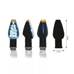   Semnalizatoare LED Bihr Design corp negru, lentilă transparentă (pereche) 008-1
