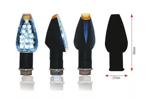 Semnalizatoare LED Bihr Design corp negru, lentilă transparentă (pereche) 008-1