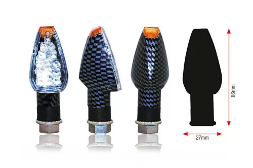 Semnalizatoare LED Bihr Design corp carbon, lentilă transparentă (pereche) 008-3