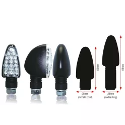   Semnalizatoare LED Bihr Triangle corp negru, lentilă transparentă (pereche), lungi 01-070LBK