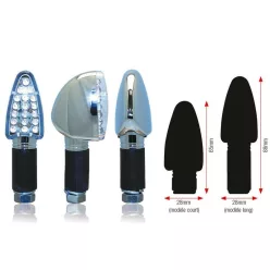   Semnalizatoare LED Bihr Triangle corp cromat, lentilă transparentă (pereche), scurte 01-070SCH