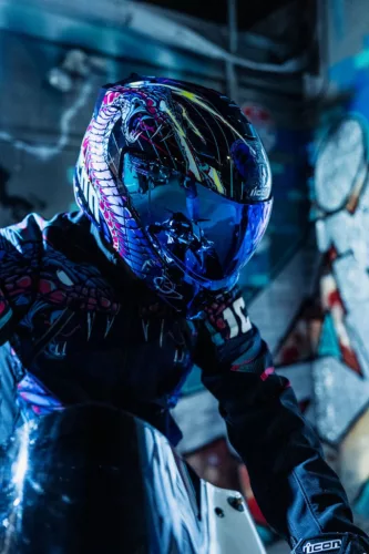 Cască Icon Threshold Synthwave Lazer Cobra