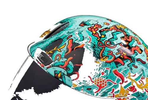 Cască Icon Airform The Munchies negru/cyan/portocaliu/rosu/galben