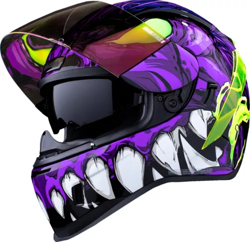 Cască Icon Airform Manik'RR negru/fluo verde/lucios/violet/alb