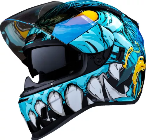 Cască Icon Airform Manik'RR negru/cyan/lucios/alb/galben