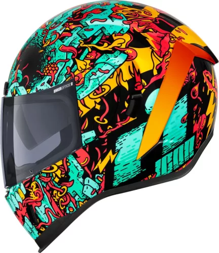 Cască Icon Airform The Munchies negru/cyan/portocaliu/rosu/galben
