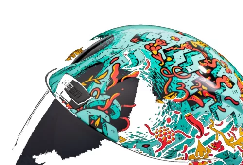 Cască Icon Airform The Munchies negru/cyan/portocaliu/rosu/galben
