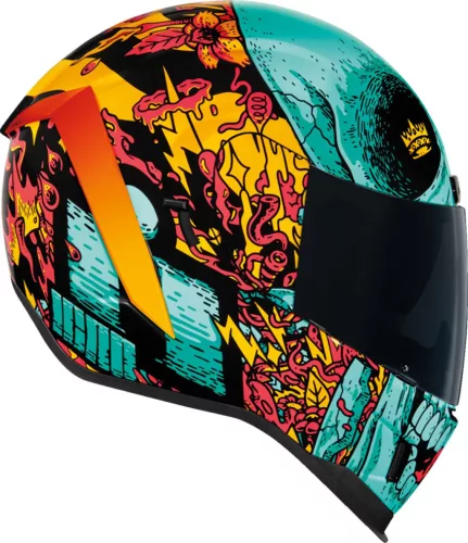Cască Icon Airform The Munchies negru/cyan/portocaliu/rosu/galben