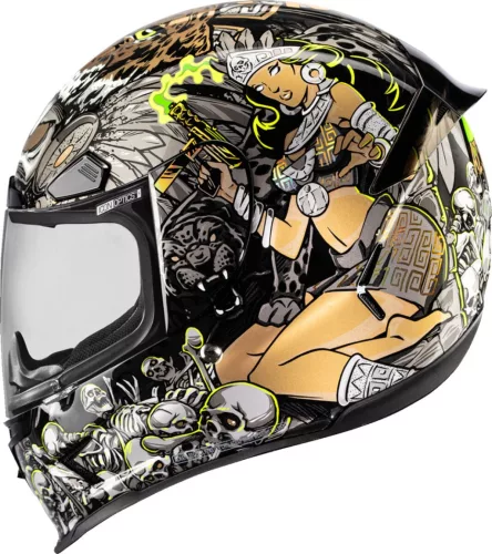 Cască Icon Airframe Pro Aztec Nine negru/lucios/auriu/verde/alb/galben