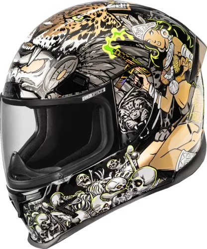 Cască Icon Airframe Pro Aztec Nine negru/lucios/auriu/verde/alb/galben