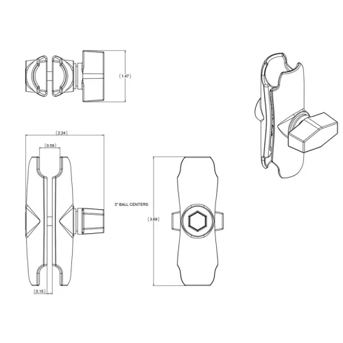 Brat-Ram-Mount-Prelungitor-Mediu-3-Inch--Bila-1-Inch-793442102011