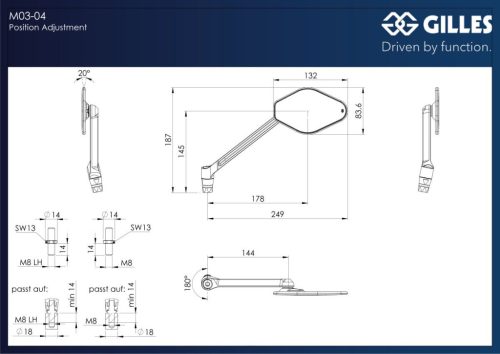 Oglindă stânga Gilles Tooling M03-04-L-BD