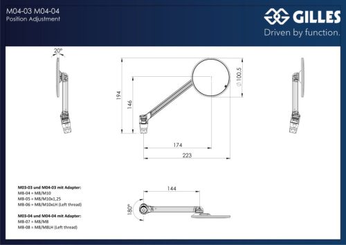 Oglindă dreapta Gilles Tooling M04-04-R-BD