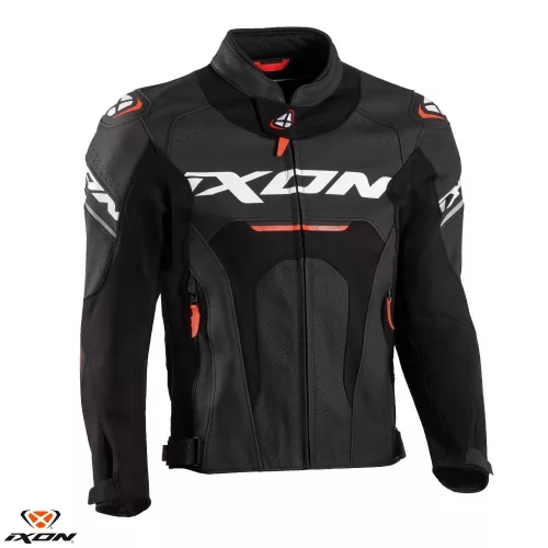 Geaca barbati piele Racing Ixon vara Jackal JKT MS negru/alb/rosu