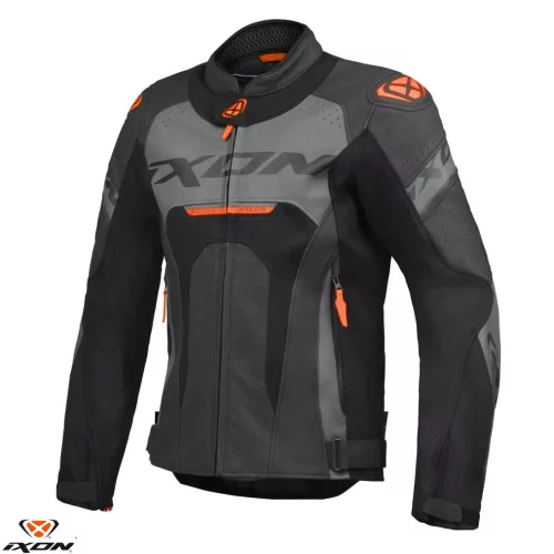 Geaca barbati piele Racing Ixon vara Jackal JKT MS negru/antracit/portocaliu