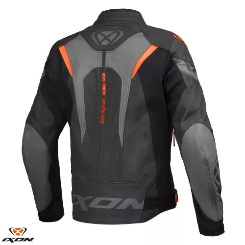 Geaca barbati piele Racing Ixon vara Jackal JKT MS negru/antracit/portocaliu