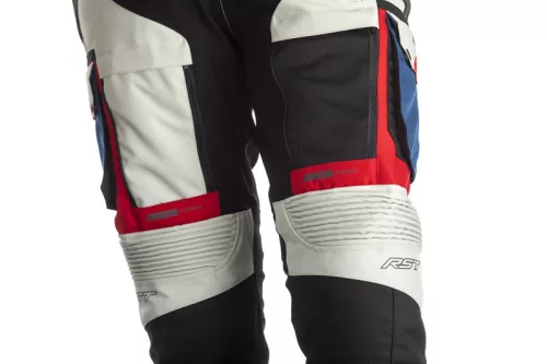 Pantaloni moto textil damă RST Pro Series Adventure-X alb gheață/albastru/roșu