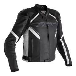 Geacă moto piele cu airbag RST Sabre negru/alb