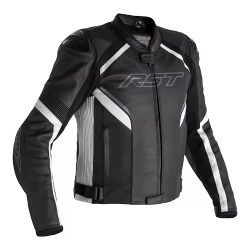 Geacă moto piele cu airbag RST Sabre negru/alb