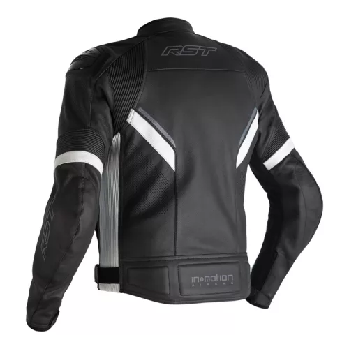 Geacă moto piele cu airbag RST Sabre negru/alb