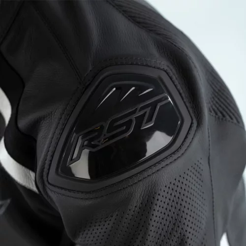 Geacă moto piele cu airbag RST Sabre negru/alb