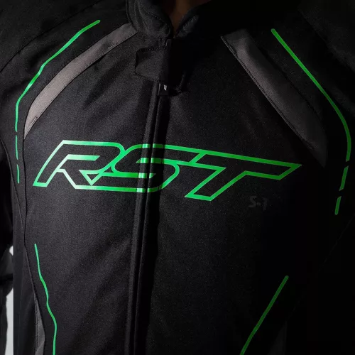 Geacă moto textil RST S-1 negru/gri/verde fluo