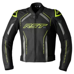 Geacă moto piele RST S1 galben fluo