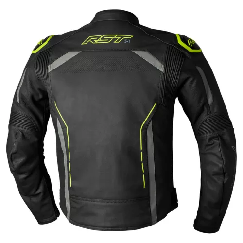 Geacă moto piele RST S1 galben fluo