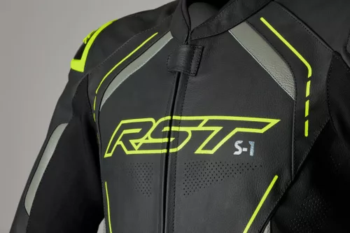 Geacă moto piele RST S1 galben fluo