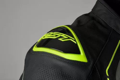 Geacă moto piele RST S1 galben fluo