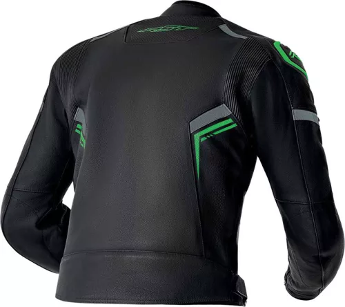 Geacă moto piele RST S1 D3O negru/verde fluo