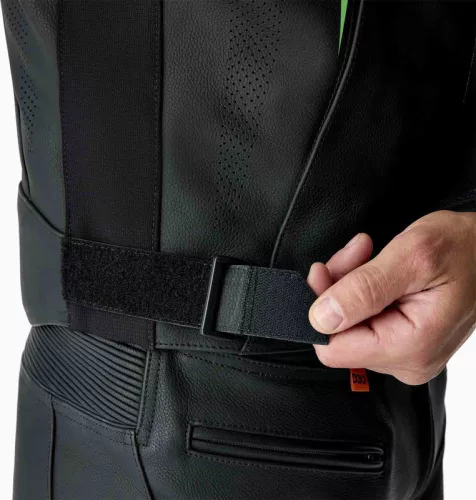 Geacă moto piele RST S1 D3O negru/verde fluo