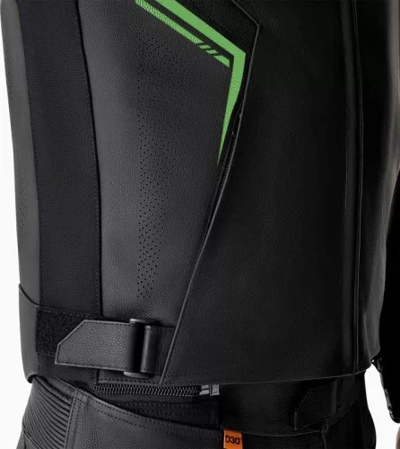 Geacă moto piele RST S1 D3O negru/verde fluo
