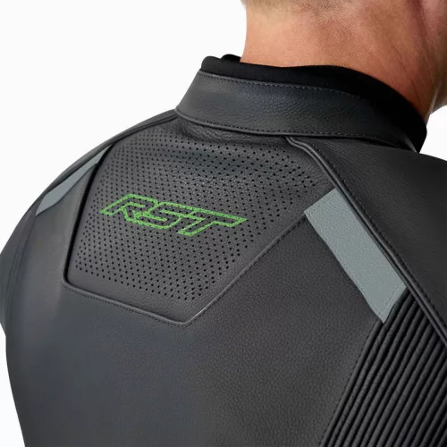 Geacă moto piele RST S1 D3O negru/verde fluo