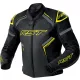 Geacă moto piele RST S1 D3O negru/galben fluo