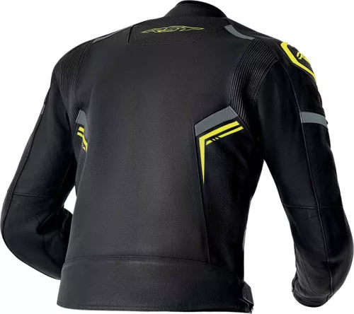 Geacă moto piele RST S1 D3O negru/galben fluo