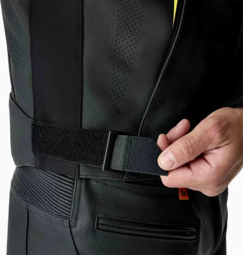 Geacă moto piele RST S1 D3O negru/galben fluo