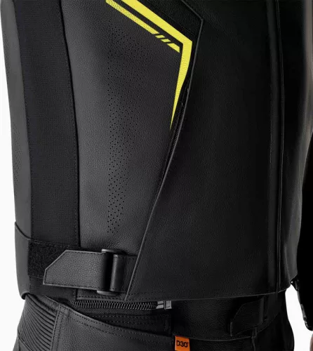 Geacă moto piele RST S1 D3O negru/galben fluo