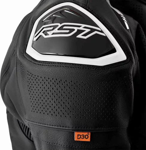 Geacă moto piele RST S1 D3O negru/alb