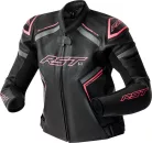 Geacă moto piele damă RST S1 D3O negru/roz