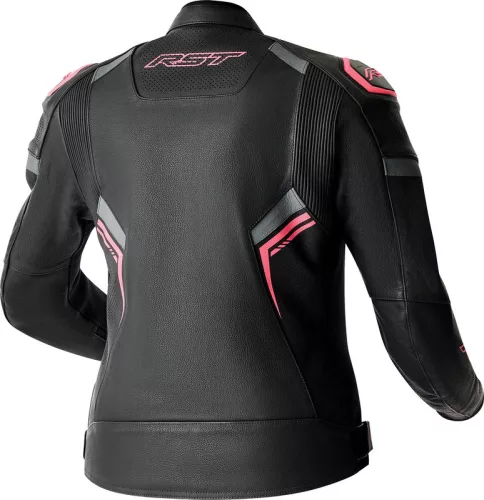 Geacă moto piele damă RST S1 D3O negru/roz