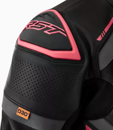 Geacă moto piele damă RST S1 D3O negru/roz