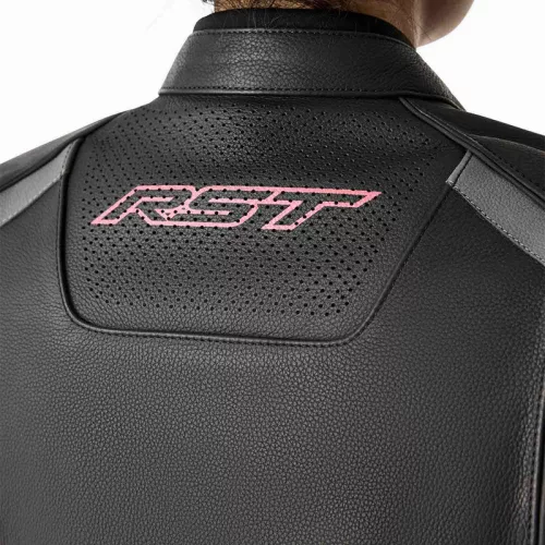 Geacă moto piele damă RST S1 D3O negru/roz