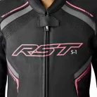 Geacă moto piele damă RST S1 D3O negru/roz