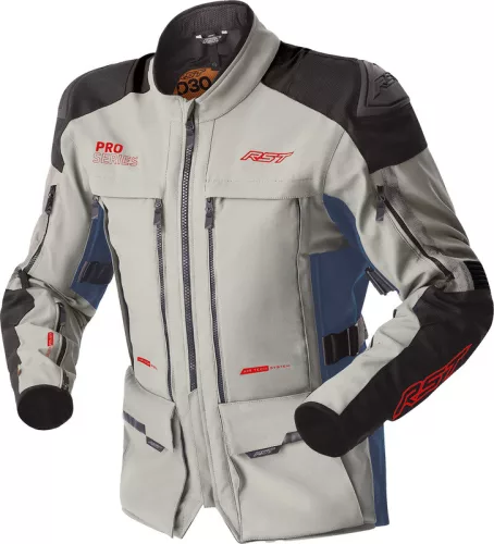 Geacă moto textil damă RST Pro Series Adventure D3O argintiu/albastru