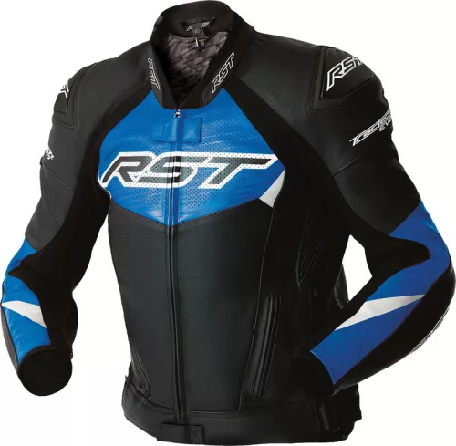 Geacă moto piele RST TracTech Evo D3O negru/albastru