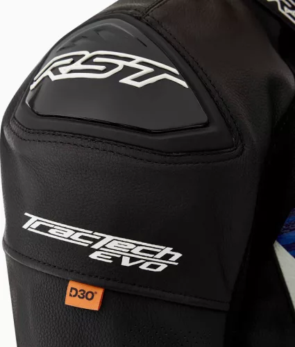 Geacă moto piele RST TracTech Evo D3O negru/albastru
