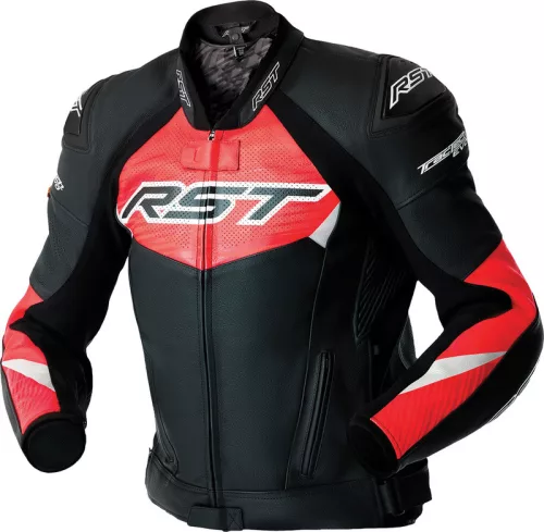 Geacă moto piele RST TracTech Evo D3O negru/roșu
